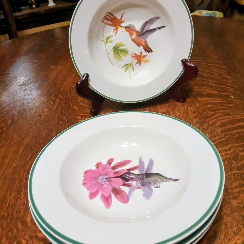 National Wildlife Federation Hummingbird Rimmed Soup Bowls Set Of 4
